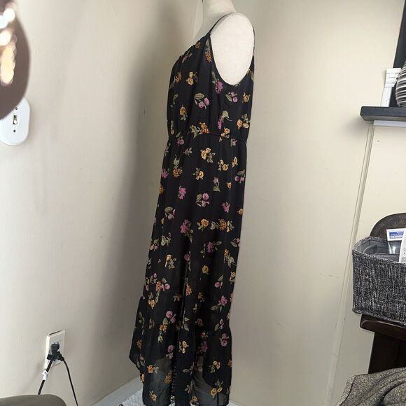 Speed Control Midi Dress Black Floral Print Loose Fit Spaghetti Straps Sz XL EUC - Picture 10 of 11
